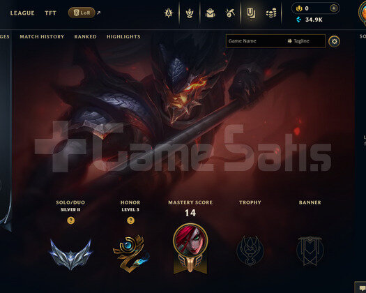 EUW Silver 2 | 1 Kostüm - 34K Mö | LoL Hesap