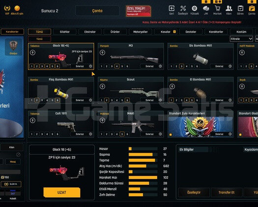 Sınırsızlı +6 Setli 25K Materyalli Zula Hesabı