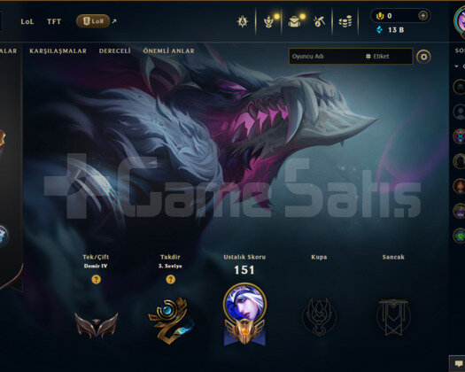 TR 57 LEVEL DEMİR 4 MAİLLİ 8 SKİNLİ FRESH HESAP!!!