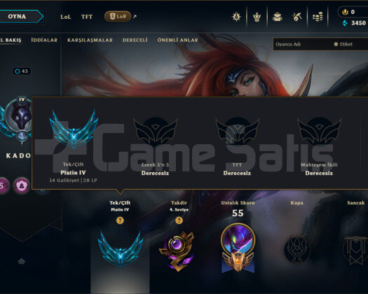 LEAGUE OF LEGENS EUW PLATİN FRESH SATILIK HESAP