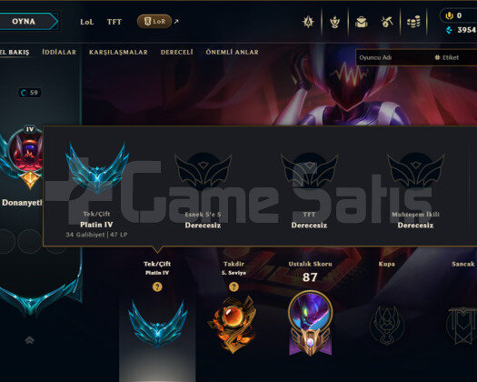 LEAGUE OF LEGENS EUW PLATİN SMURF SATILIK HESAP