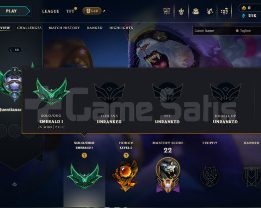 74.3 WR ZÜMRÜT 1 HIGH LP GAIN HIGH MMR EUW ACC