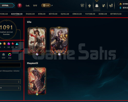 1091 SKIN / 58 İHTİŞAMLI / 3194 RP / KAÇMAZ FİYAT!