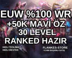 100 WINRATE EUW +50K-60K M.ÖZ VİP 30 LVL UNRANKED