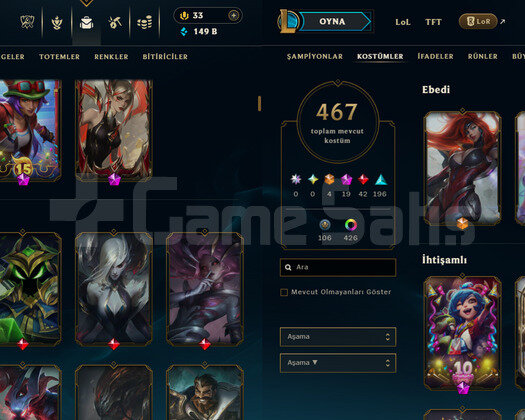 EUW / 913 LEVEL / 467 SKIN / 19 İHTİŞAMLI / +MAIL