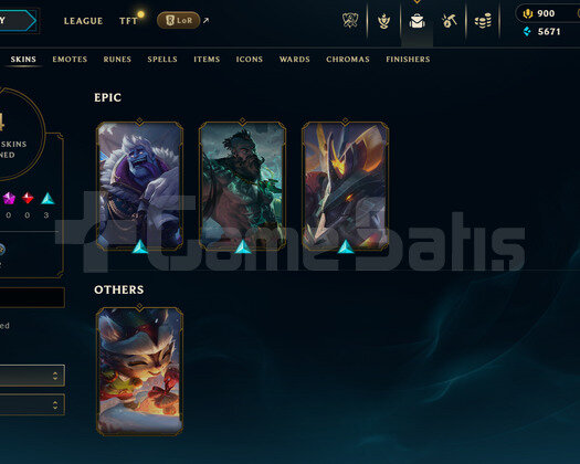 EUW Unranked | 900 Rp - 4 Kostüm | Dereceli Hazır