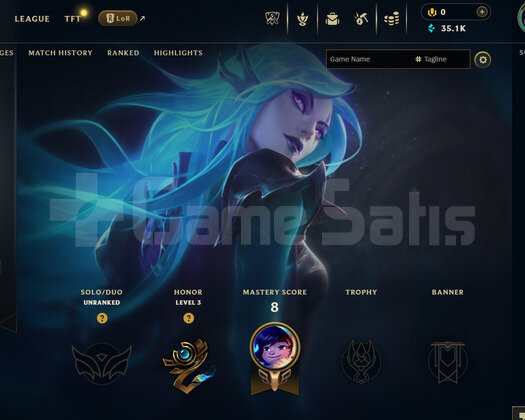 EUW Unranked | 7 Kostüm - 35K Mö | LoL Hesap