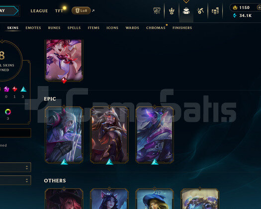 EUW Unranked | 1150 Rp - 8 Kostüm | Dereceli Hazır
