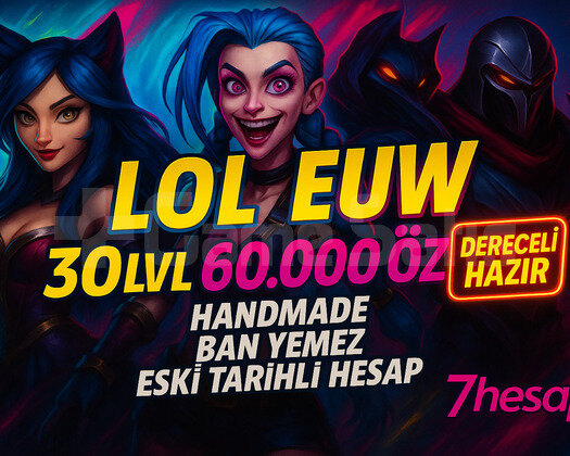 BAN YEMEZ | DERECELİ HAZIR EUW 60K+ MÖ 30LVL