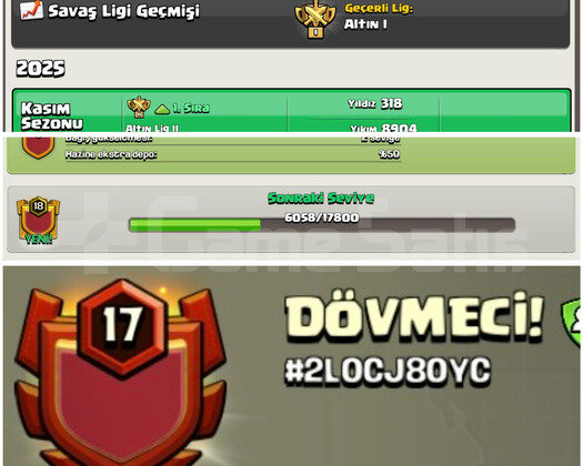 17 LEVEL DÖVMECİ KLANI BAŞKENT 9 HEMEN TESLİM
