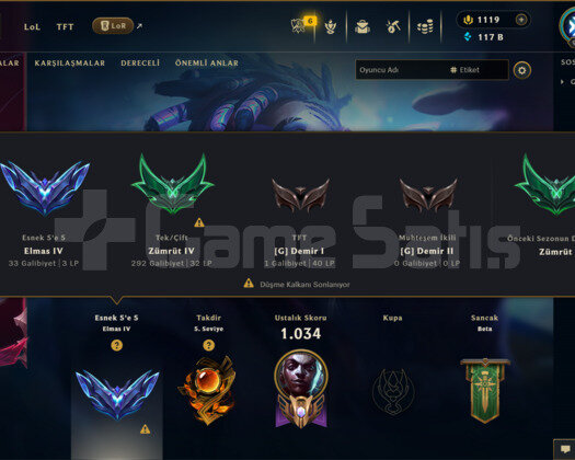 507 KOSTÜM 904 LVL 117K ÖZ EFSANE DOLU MAİL HESAP