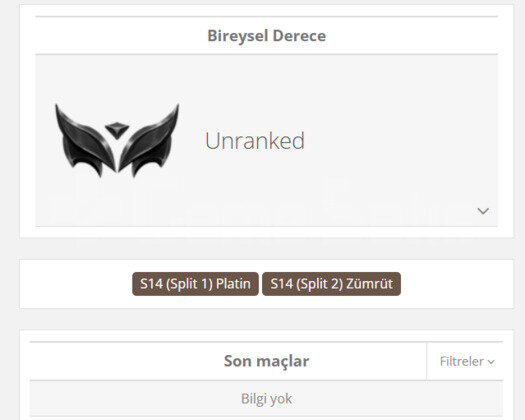 GEÇEN SEZON ZÜMRÜT / DERECELİ HAZIR / UNRANKED