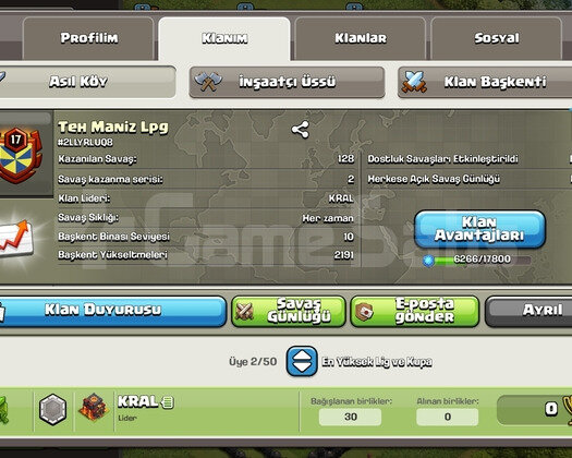 17 SEVİYE KLAN 10 SEVİYE BAŞKENT