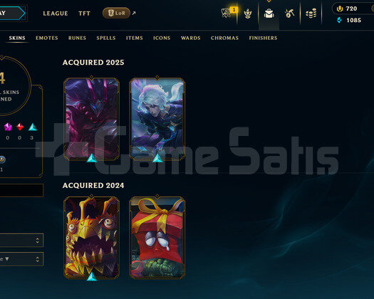 EUNE Unranked | 720 Rp - 4 Kostüm | LoL Hesap