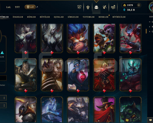 EUW/ 391 LEVEL / 348 SKİN / FUL HERO +1.9K RP+MAİL