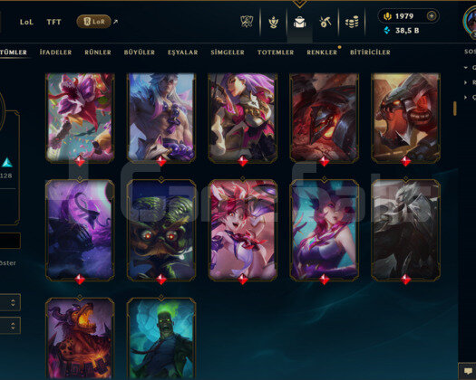 EUW/ 391 LEVEL / 348 SKİN / FUL HERO +1.9K RP+MAİL