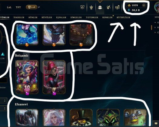 EUW/ 391 LEVEL / 348 SKİN / FUL HERO +1.9K RP+MAİL