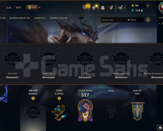 608 KOSTÜM 170K+ ÖZ UNRANKED EFSANE MAİLLİ HESAP