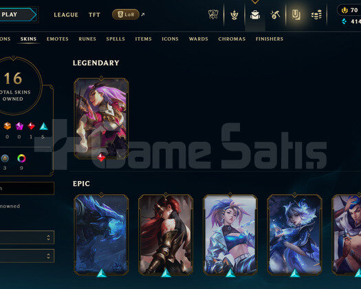 katarina main irelia akali skinli gold hesap