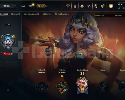 26 LVL TR 10 Skin Ganimetli Unranked uygun hesap