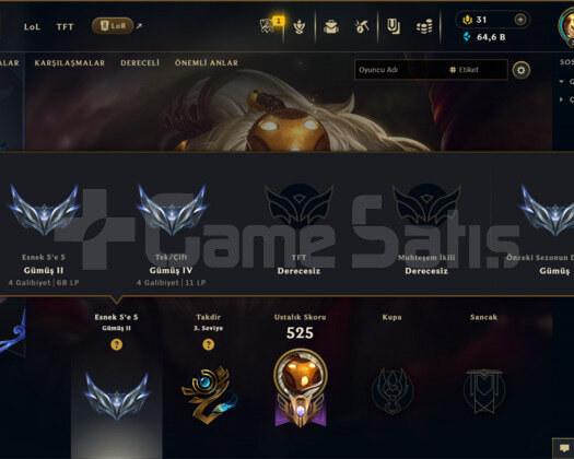 652 KOSTÜM 64K+ ÖZ 372 LVL EFSANE MAİLLİ HESAP