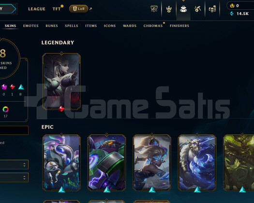 TR Plat 2 | 18 Kostüm - 14K Mö | LoL Hesap