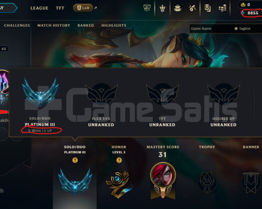 EUW SADECE 5 WİN İLE PLATİN 3 +38/-12LP ACC! 8K MÖ