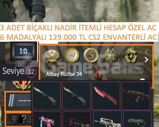 129 BİN TL LİK CS HESAP 34 LVL