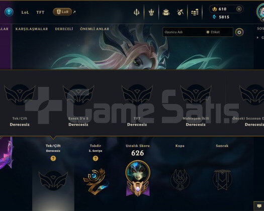 795 KOSTÜM 468 LVL UNRANKED EFSANE DOLU MAİL HESAP