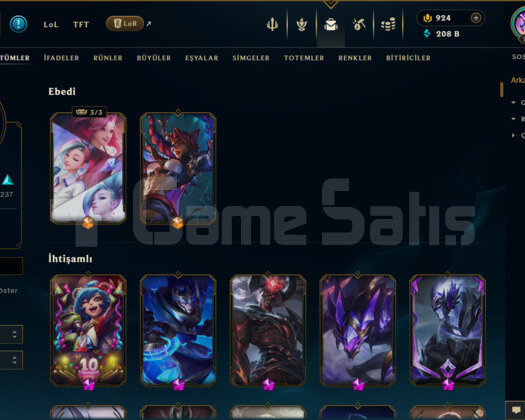 TR | 380 KOSTÜM 208K+ ÖZ 793 LVL EFSANE MAİL HESAP