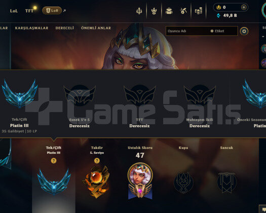 +50 K MAVİ ÖZ PLAT 3 EUW ACİL SATILIK