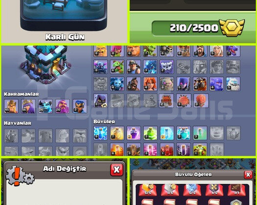 ARKAPLAN!! İSİM DEĞİŞME!! BÜYÜLÜ ÖĞE!! TH13 HESAP