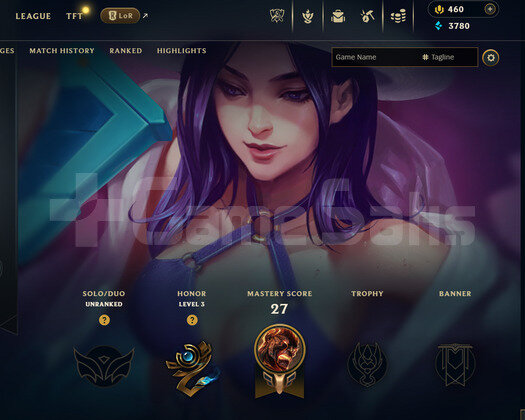 EUW Unranked | 5 Kostüm - 460 Rp | LoL Hesap