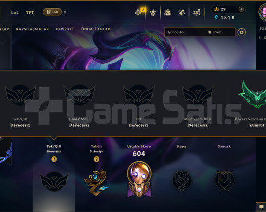 259 KOSTÜM 248 LVL UNRANKED EFSANE MAİL HESAP