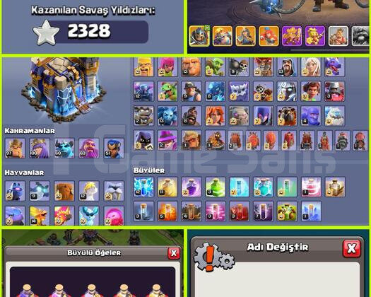MAX EKİPMAN!! ÜCRETSİZ İSİM!! TH18 HESAP
