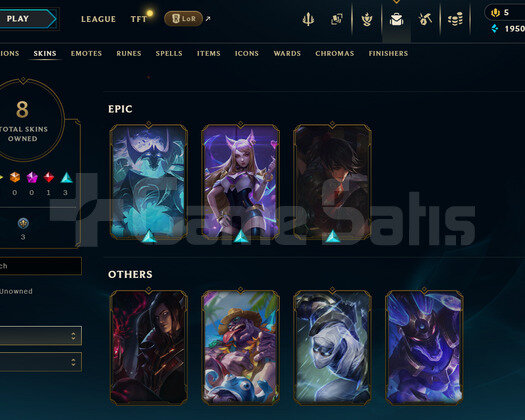 EUW Unranked | 8 Kostüm - 34 Hero | LoL Hesap
