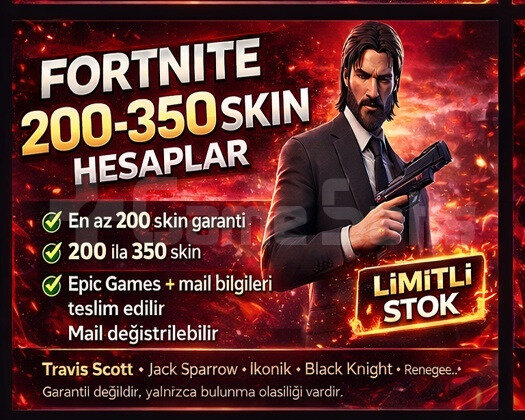FORTNİTE 200-350 MAİL DEGİŞEN RANDOM HESAP