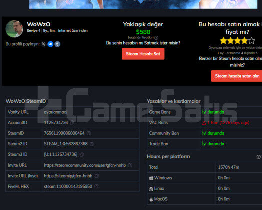 Satılık Steam Hesabı