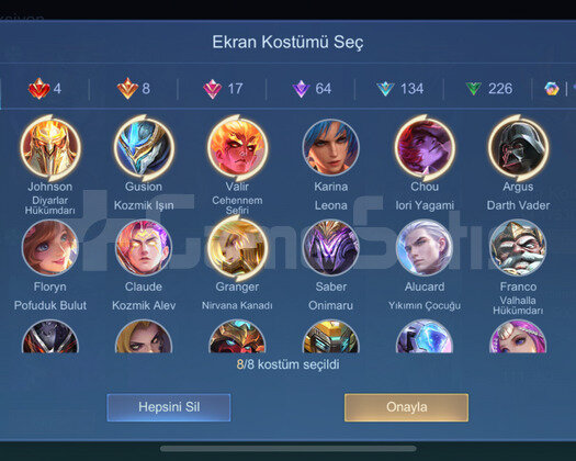 500 kostümlü hesap