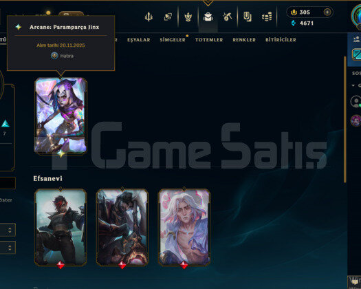 ARCANE KURTARICI JINX 250 DOLAR EUW 22 LVL KELEPİR
