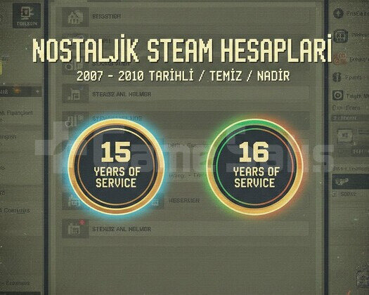 16-19 YILLIK Eski Tarihli Steam Hesabı 2007-2010