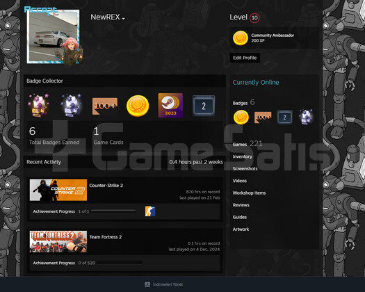 221 OYUNLU 900 SAAT CS2 PRİME + FACEİT