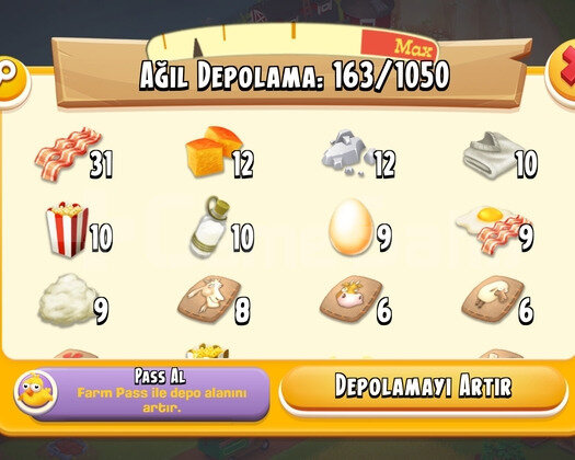 45 Level 1050 Ağıllı 725 Ambar Kapasiteli Hesap
