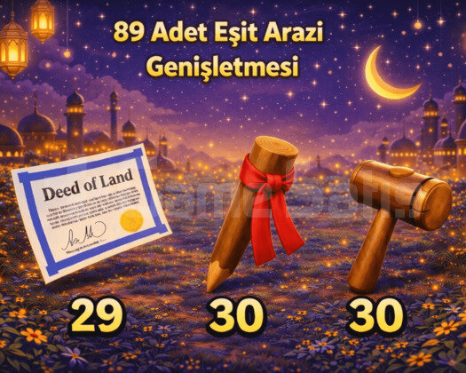 89 Adet Eşit Arazi Genişletmesi ANINDA TESLİMAT