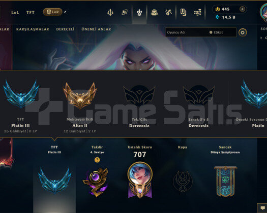 603 KOSTÜM 529 LVL UNRANKED EFSANE MAİL HESAP