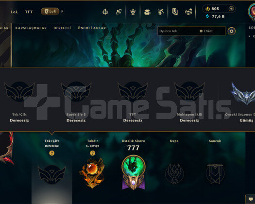 TR | 449 KOSTÜM 77K ÖZ UNRANKED EFSANE MAİL HESAP