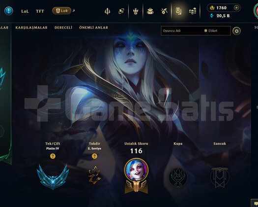 EUW PLAT / 1760 RP / +20K ÖZ / MAİL ONAYSIZ
