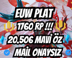 EUW PLAT / 1760 RP / +20K ÖZ / MAİL ONAYSIZ