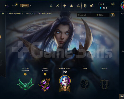EUW ZÜMRÜT 4 50 WR AZ MAÇ ATILMIŞ ADC MAİN
