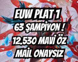EUW PLAT 1 GEÇEN SEZON ELMAS / +12K ÖZ / ONAYSIZ